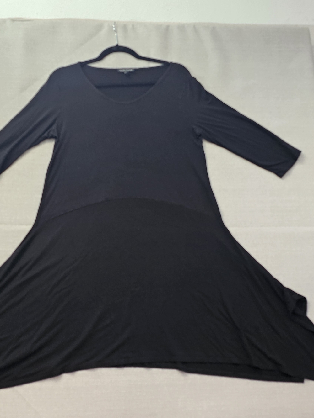 Elieen Fisher Black Viscose Blend Scoop Neck Dress